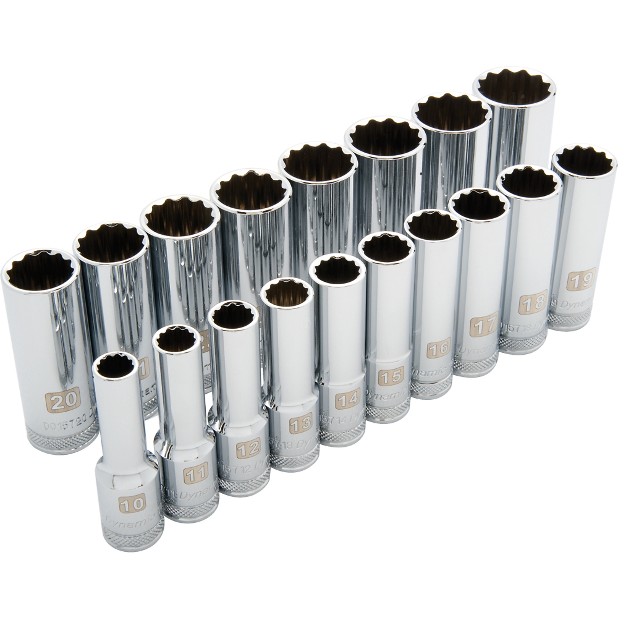Dynamic Tools, 1/2in. 12 Point Deep Metric Socket Set, Measurement Standard Metric, Pieces (qty.) 18 Socket Set Type 1/2in. Drive Sets, Model# D018007